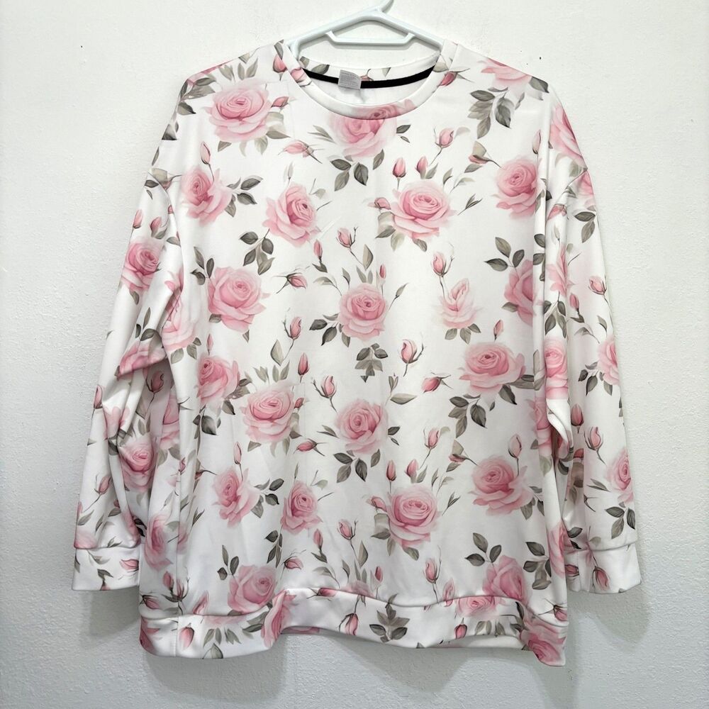 Women Plus Size Cottagecore Top 5X Floral Feminine Casual Stretch Comfort - Picture 1 of 6